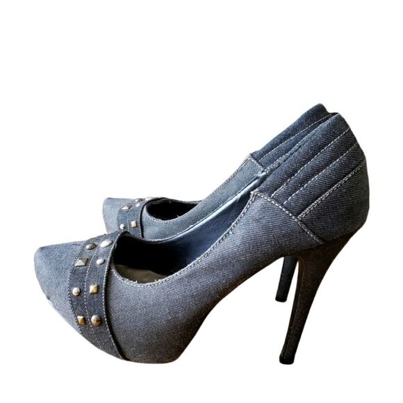 Rue21 etc Denim Studded Pumps Size 10 - Picture 1 of 14